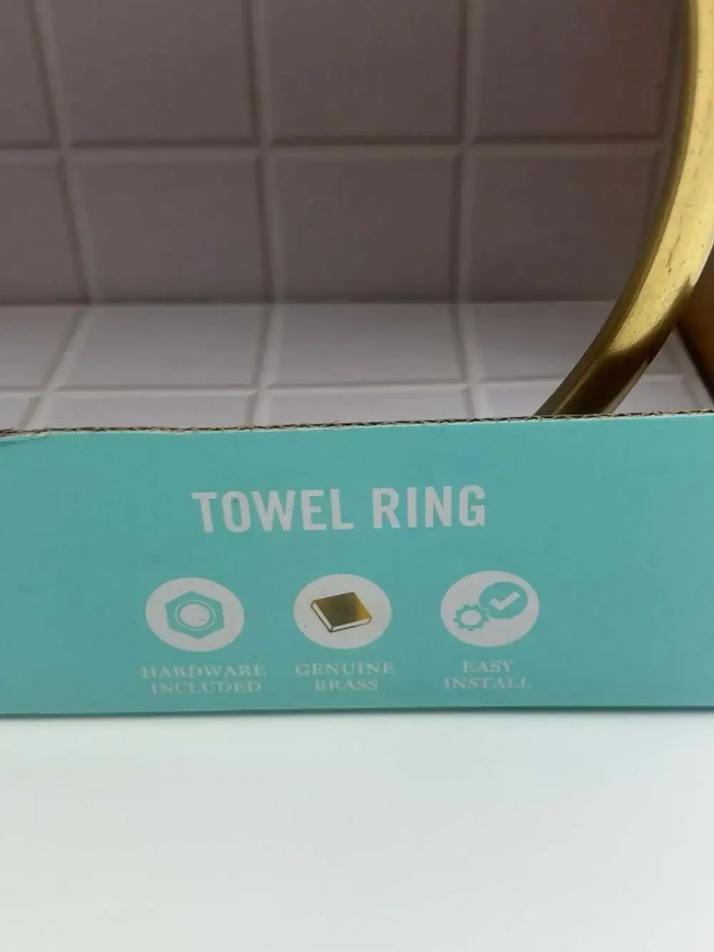 Martha Stewart Home Decorative Inlay Brass Towel Ring